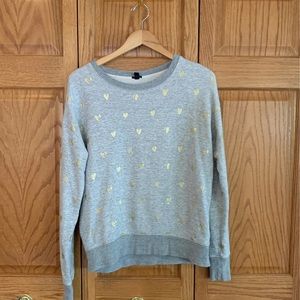 J Crew Gold Hearts Sweatshirt